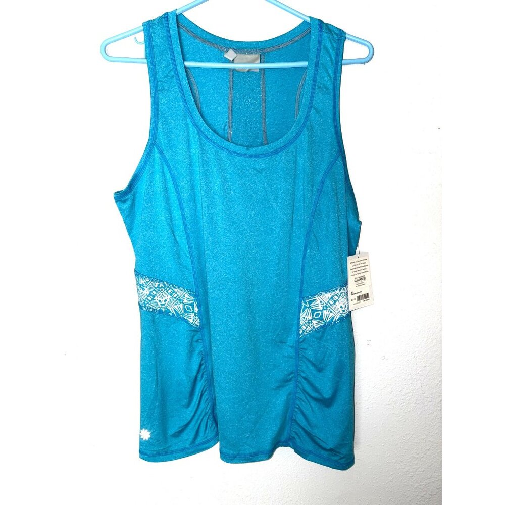 NWT Athleta Northern Lights Reflective Blue Workout Tank Top Size XL